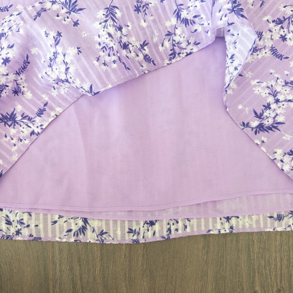 NWT Ulla Johnson Enid Lilac Purple Floral One Shoulder Bow Top Blouse, Size 0 - Picture 7 of 9
